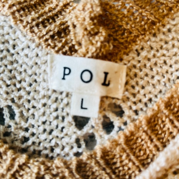 POL Floral Open Tan and Brown oversized L Knit Sweater - Picture 5 of 7